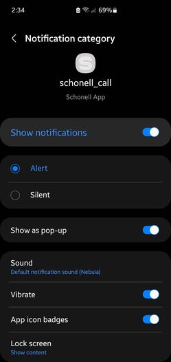 Notification Category : Schonell Call
